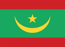 [ai] The flag of Mauritania featuring a green background with a yellow crescent and a five-pointed star at the center, bordered by red stripes at the top and bottom.
